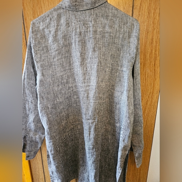 J Jill Love Linen Gray Long Sleeve Tunic Blouse Size L Petite - Picture 3 of 7